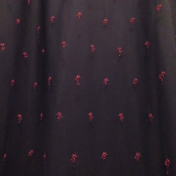 Morbid Threads Long Skirt Vintage Embroidered Black & Red Roses Flowers Goth - Picture 7 of 16